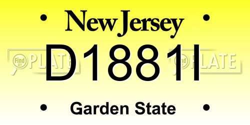 D1881I New Jersey License Plate