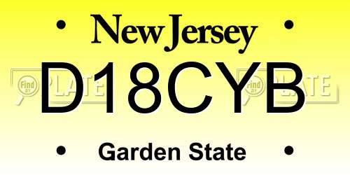 D18CYB New Jersey License Plate
