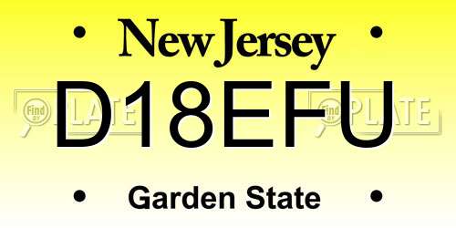 D18EFU New Jersey License Plate