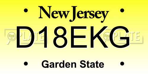 D18EKG New Jersey License Plate
