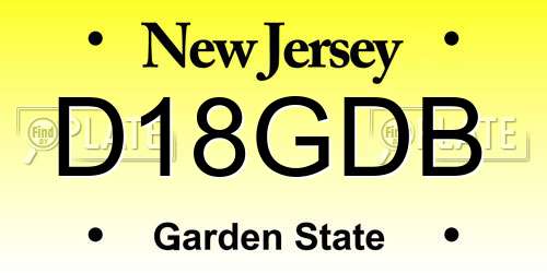 D18GDB New Jersey License Plate