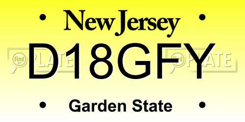 D18GFY New Jersey License Plate