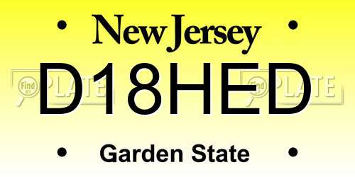 D18HED New Jersey License Plate