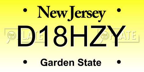 D18HZY New Jersey License Plate