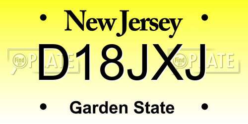 D18JXJ New Jersey License Plate