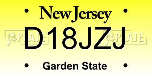 D18JZJ New Jersey License Plate