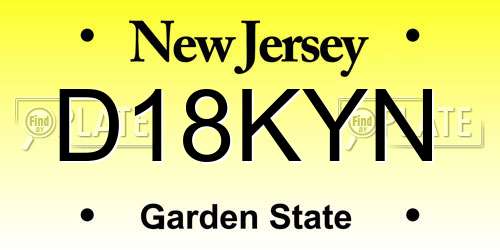 D18KYN New Jersey License Plate