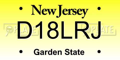 D18LRJ New Jersey License Plate