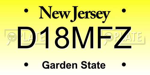 D18MFZ New Jersey License Plate