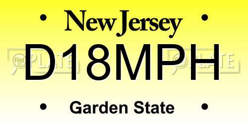 D18MPH New Jersey License Plate