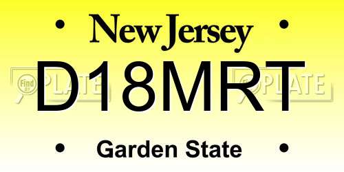 D18MRT New Jersey License Plate