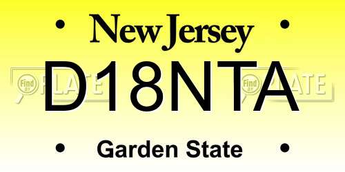D18NTA New Jersey License Plate