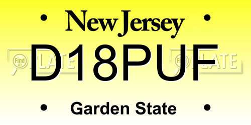 D18PUF New Jersey License Plate