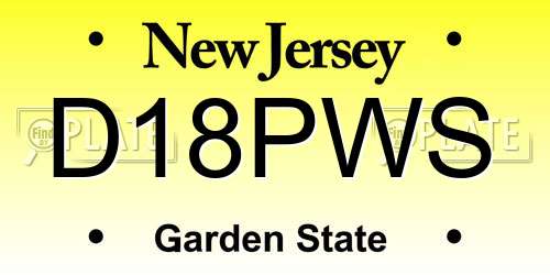 D18PWS New Jersey License Plate