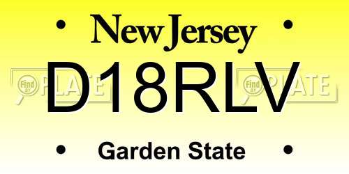 D18RLV New Jersey License Plate