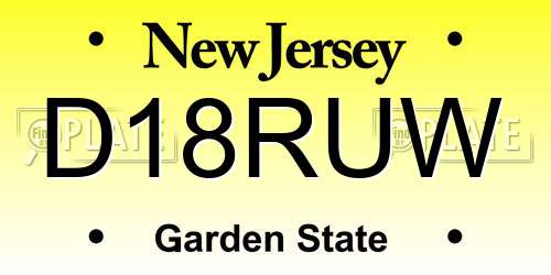 D18RUW New Jersey License Plate