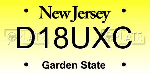 D18UXC New Jersey License Plate