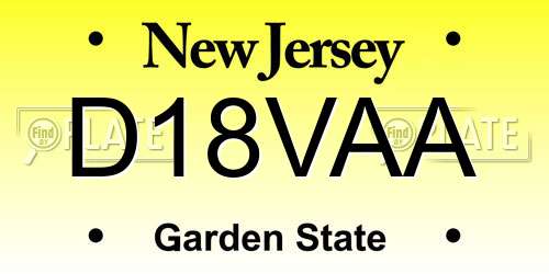 D18VAA New Jersey License Plate