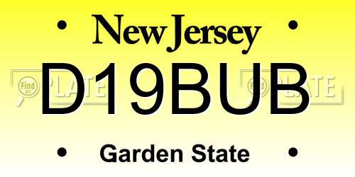 D19BUB New Jersey License Plate