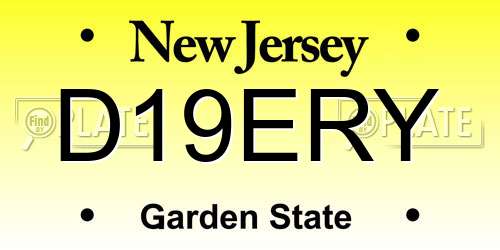 D19ERY New Jersey License Plate