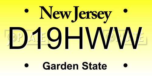D19HWW New Jersey License Plate