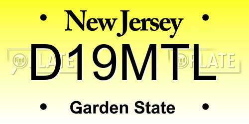 D19MTL New Jersey License Plate