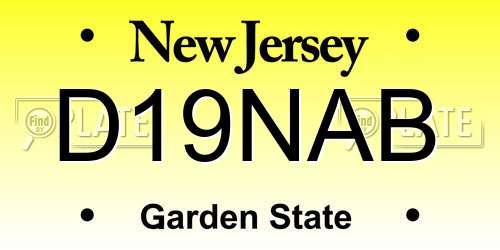D19NAB New Jersey License Plate