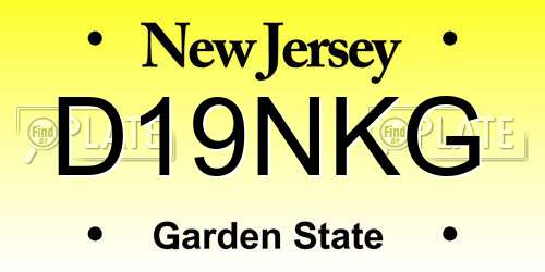 D19NKG New Jersey License Plate