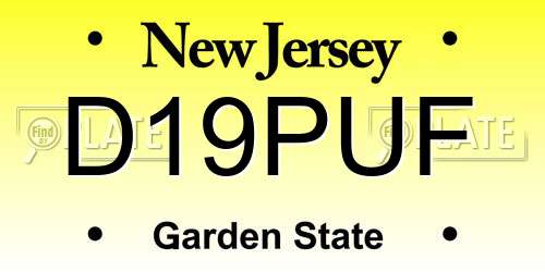 D19PUF New Jersey License Plate