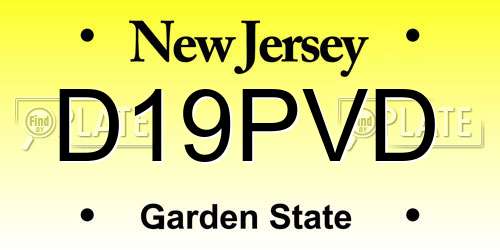 D19PVD New Jersey License Plate