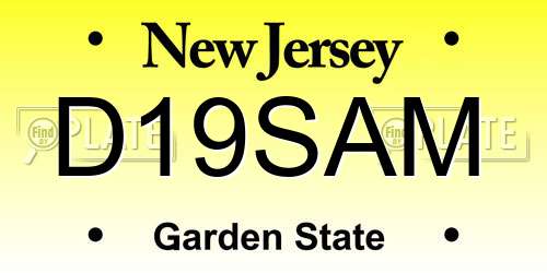 D19SAM New Jersey License Plate