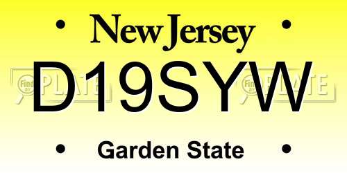 D19SYW New Jersey License Plate