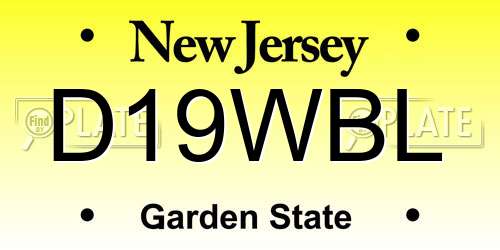 D19WBL New Jersey License Plate