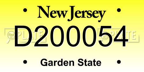 D200054 New Jersey License Plate