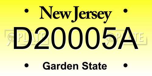 D20005A New Jersey License Plate