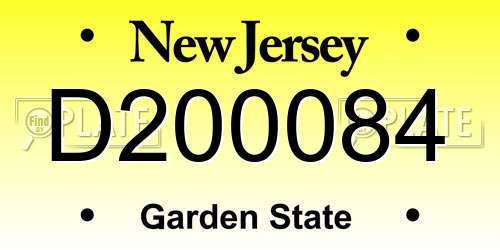 D200084 New Jersey License Plate