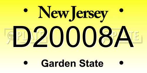 D20008A New Jersey License Plate