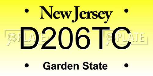D206TC New Jersey License Plate