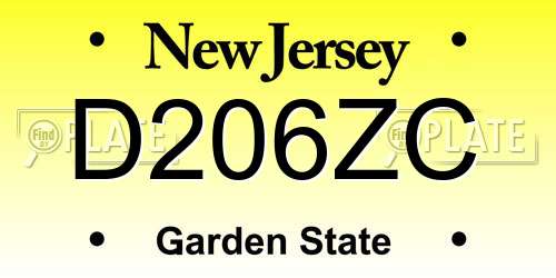 D206ZC New Jersey License Plate