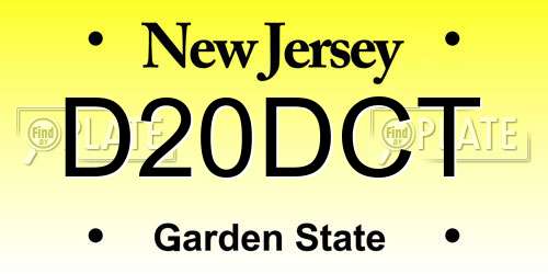 D20DCT New Jersey License Plate