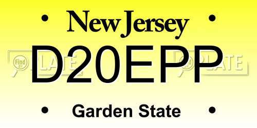 D20EPP New Jersey License Plate