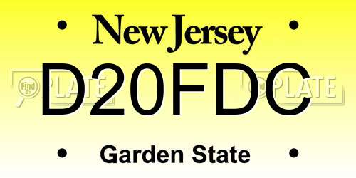 D20FDC New Jersey License Plate