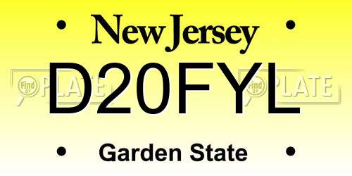 D20FYL New Jersey License Plate