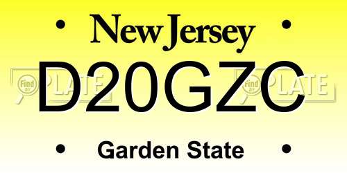 D20GZC New Jersey License Plate