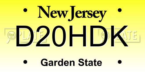 D20HDK New Jersey License Plate