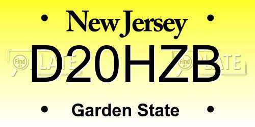D20HZB New Jersey License Plate