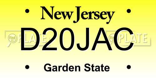 D20JAC New Jersey License Plate