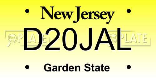 D20JAL New Jersey License Plate