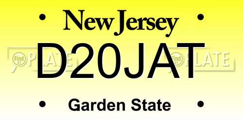 D20JAT New Jersey License Plate