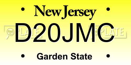 D20JMC New Jersey License Plate